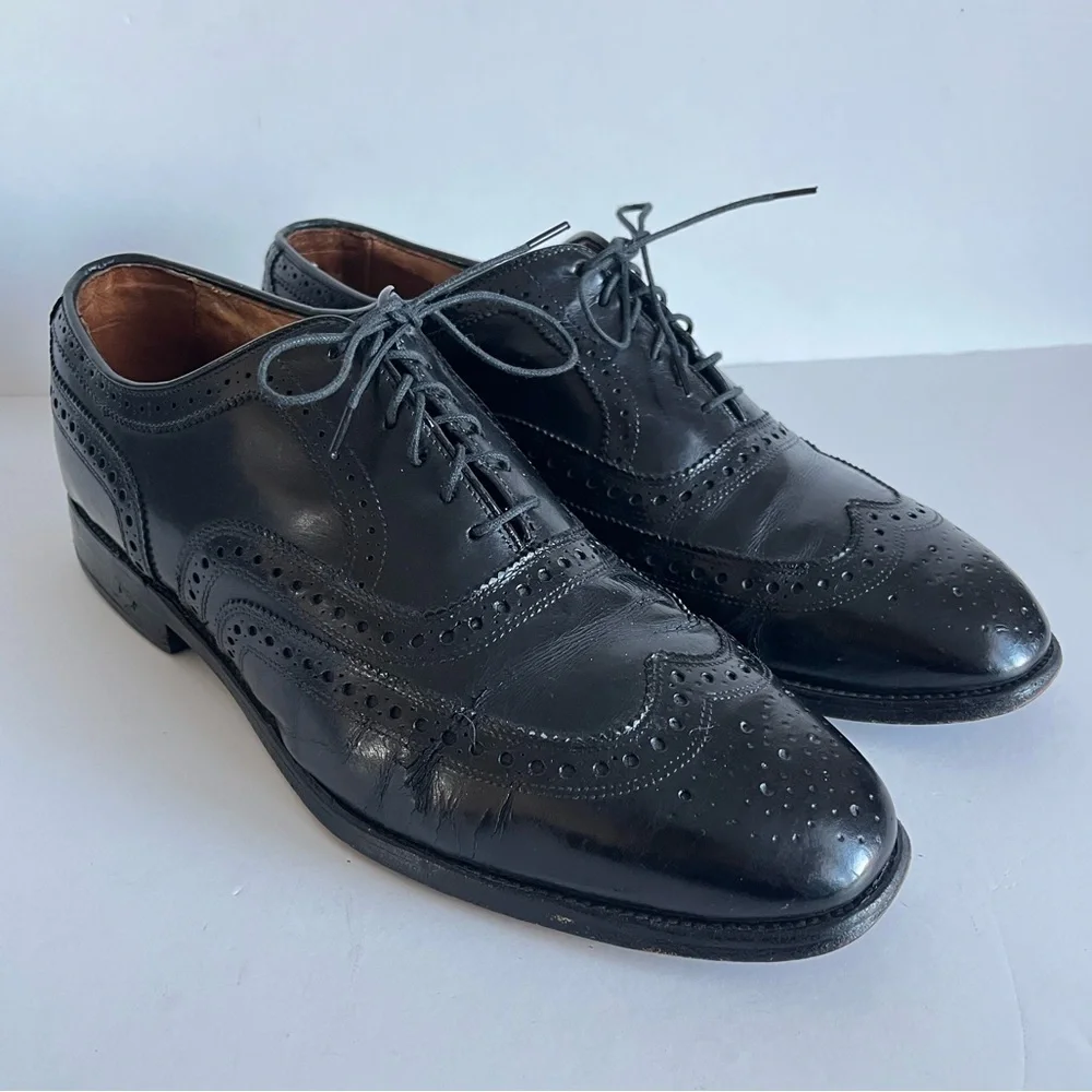 Allen Edmonds McAllister Oxford Wingtip Dress Shoes Black Leather 9.5
